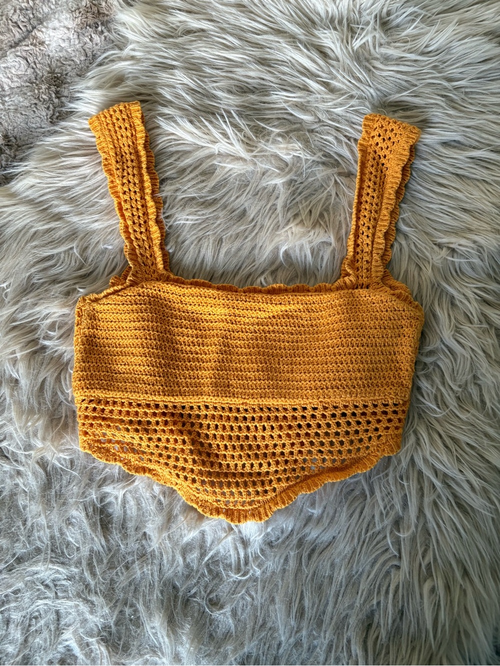 Yellow Crochet Tie Back Crop Top
